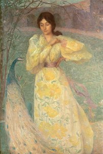 Jeune fille avec un paon - Edmond François Aman Jean